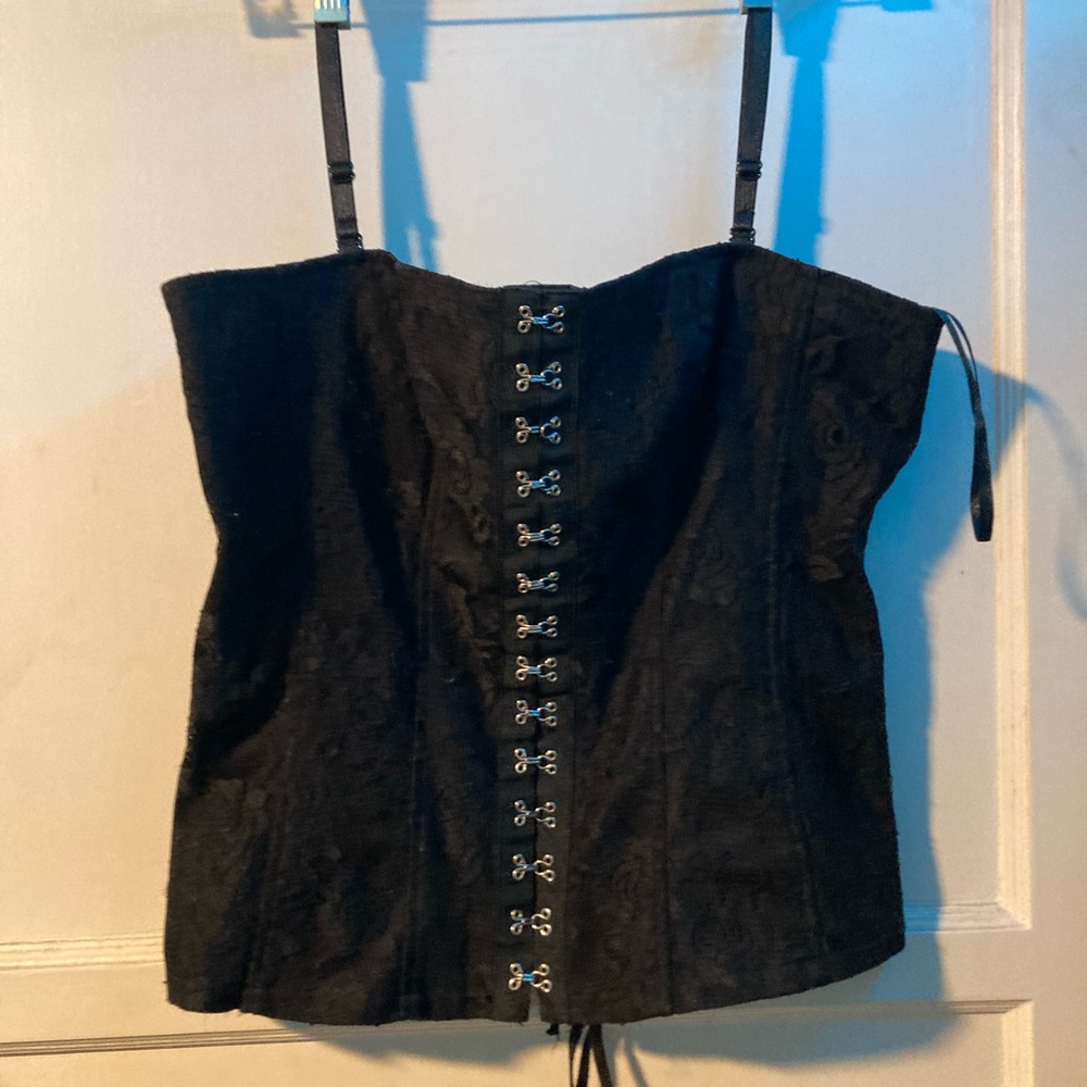 Royal bones black goth lace corset top size XL